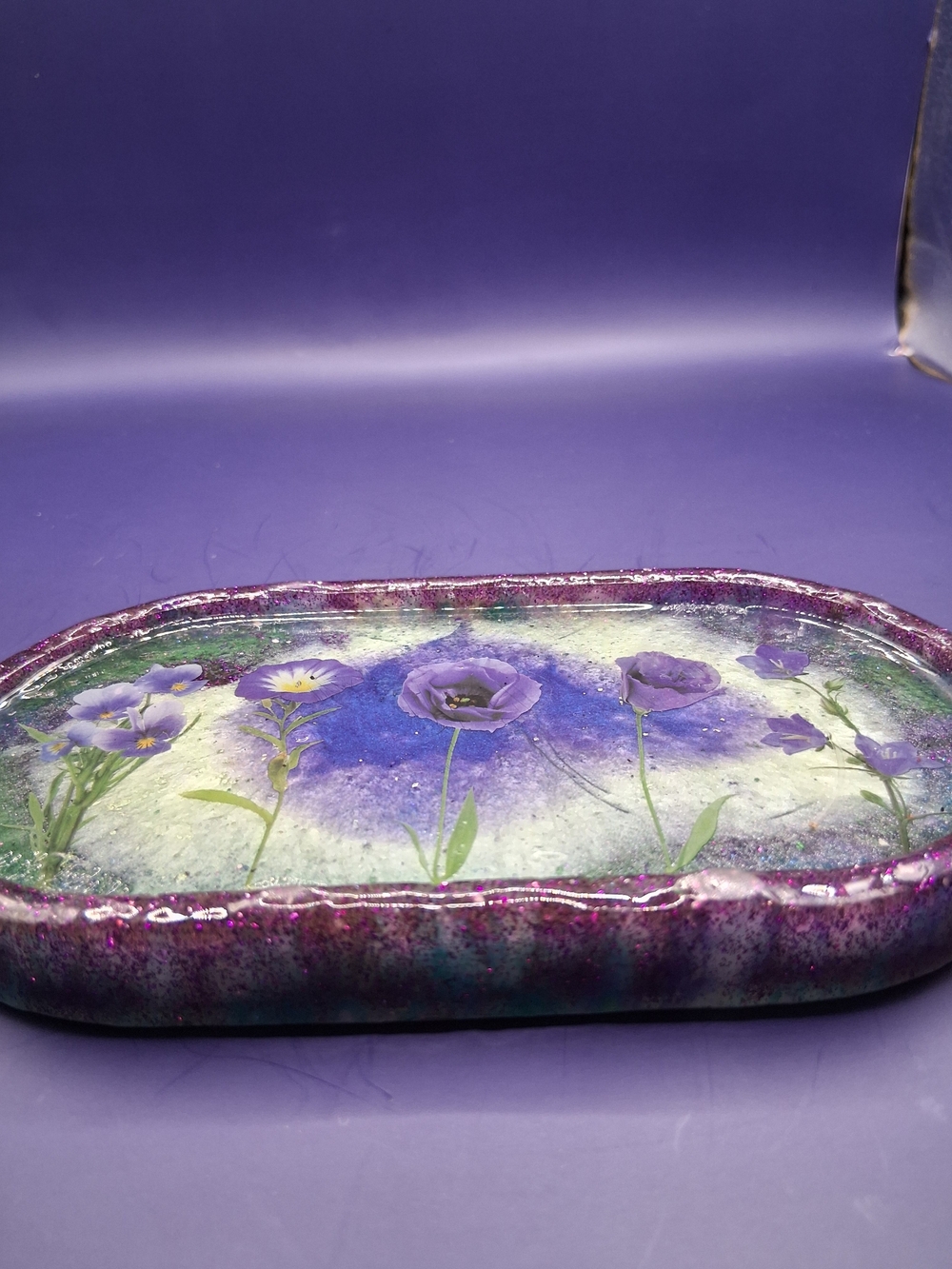 Handmade Purple Floral Decorative Tray